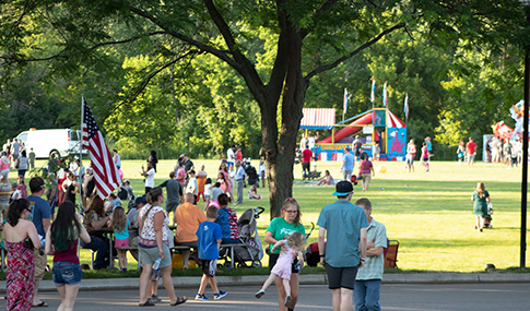 childrens area and inflatables at Celebrate meridian