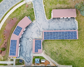 Solar panels on top of parking covers