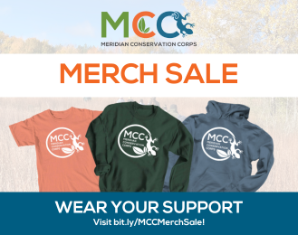 Graphic that reads Meridian Conservation Corp Merch Sale