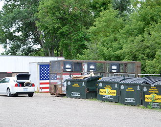 Recycling bins at the recycling center.